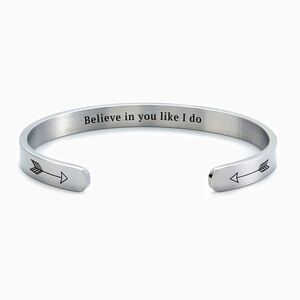 Motivational Silver Arrow Cuff Bracelet